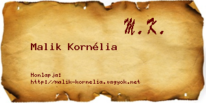 Malik Kornélia névjegykártya